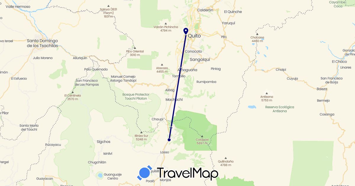 TravelMap itinerary: driving in Ecuador (South America)